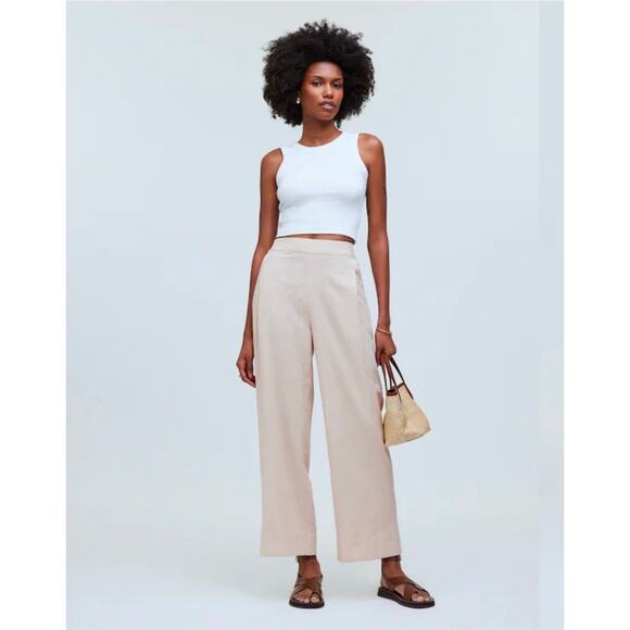 MADEWELL Pull-On Straight Crop Linen Pant in Natural Undyed Size 2 - Picture 10 of 12